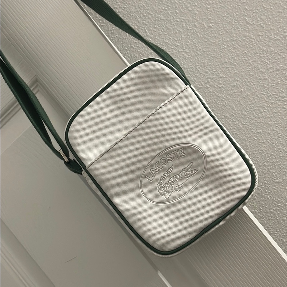 Lacoste White and Green Men's Crossbody Bag